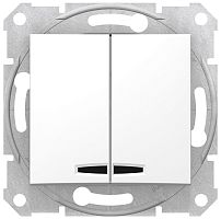 Выключатель с подсветкой без рамки Schneider Electric Sedna 2-кл. белый  картинка